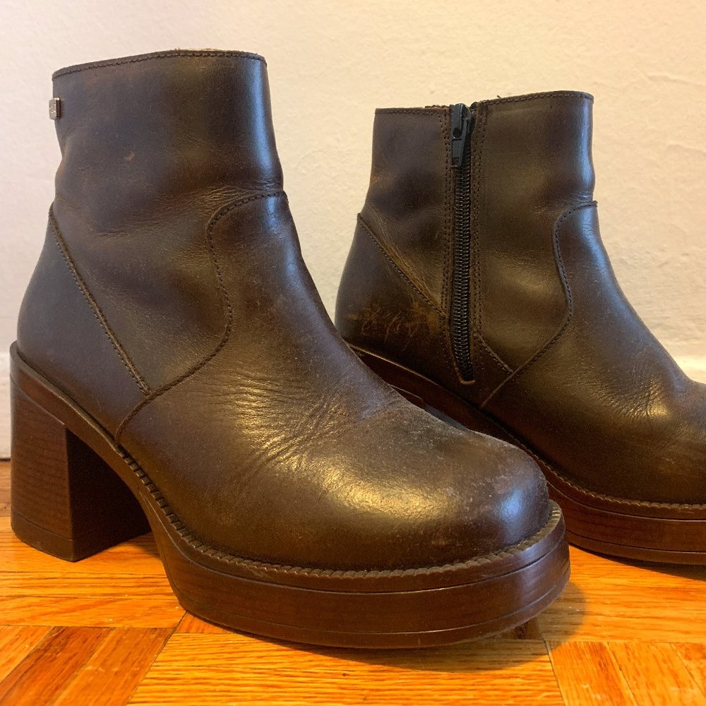 Musse and Cloud Brown Heeled Leather Ankle Boots Size 38/7